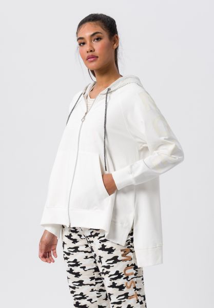 Sweatshirtjacke mit weichem Mesh-Futter in der Kapuze