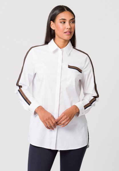 Longbluse mit Kontraststreifen entlang der Ärmel