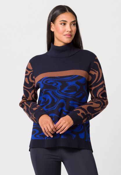 Strickpullover mit Allovermuster und Rollkragen